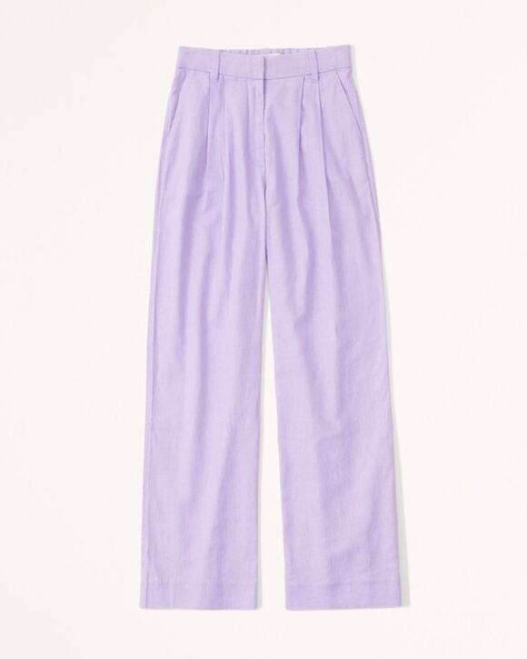 Abercrombie & Fitch Pants - Abercrombie & Fitch Lavender Linen Blend tailored Wide Leg Pants Small
